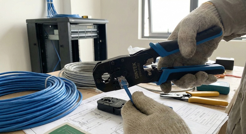 Hình ảnh kìm bấm dây mạng Dintek 6102-01002 chuyên dụng cho thợ dự án