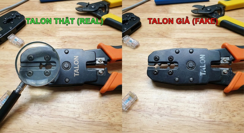 Hướng dẫn cách phân biệt kìm bấm mạng Talon thật và giả dựa vào logo và khe hở lưỡi dao