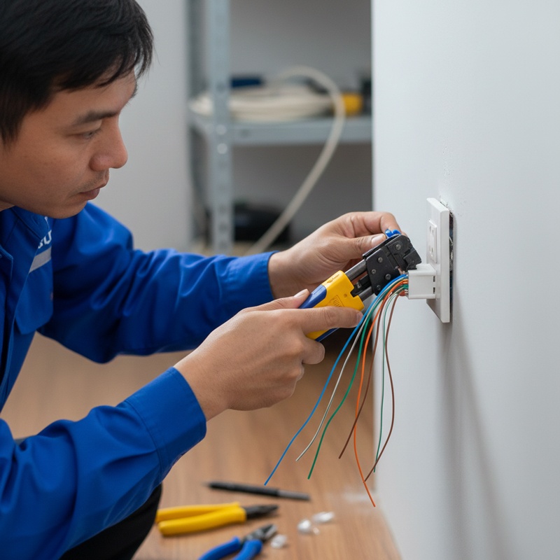 bấm dây mạng âm tường