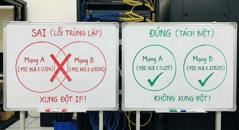 Hình ảnh minh họa lỗi chồng chéo dải mạng Overlapping Subnets trong cấu hình Router